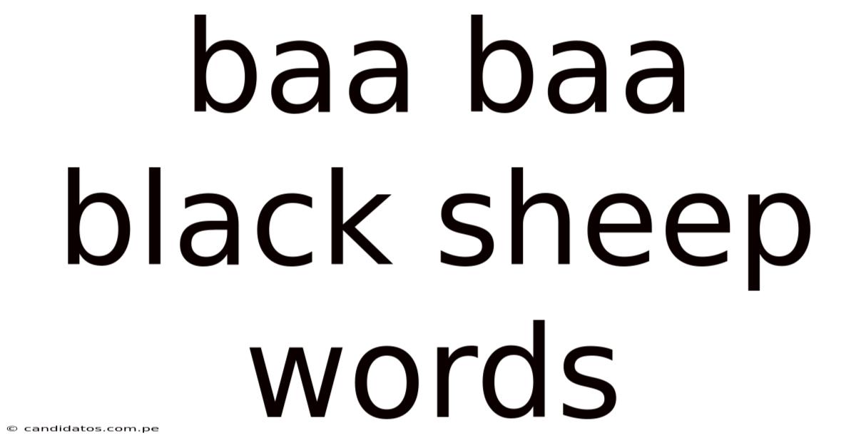 Baa Baa Black Sheep Words