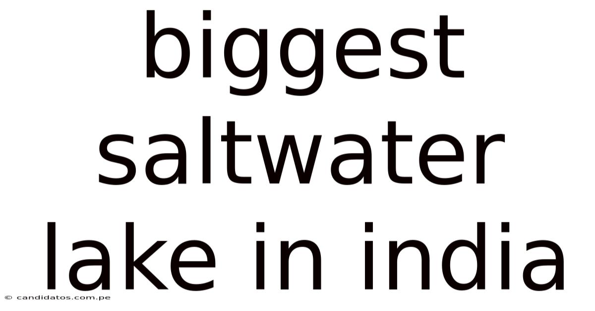Biggest Saltwater Lake In India