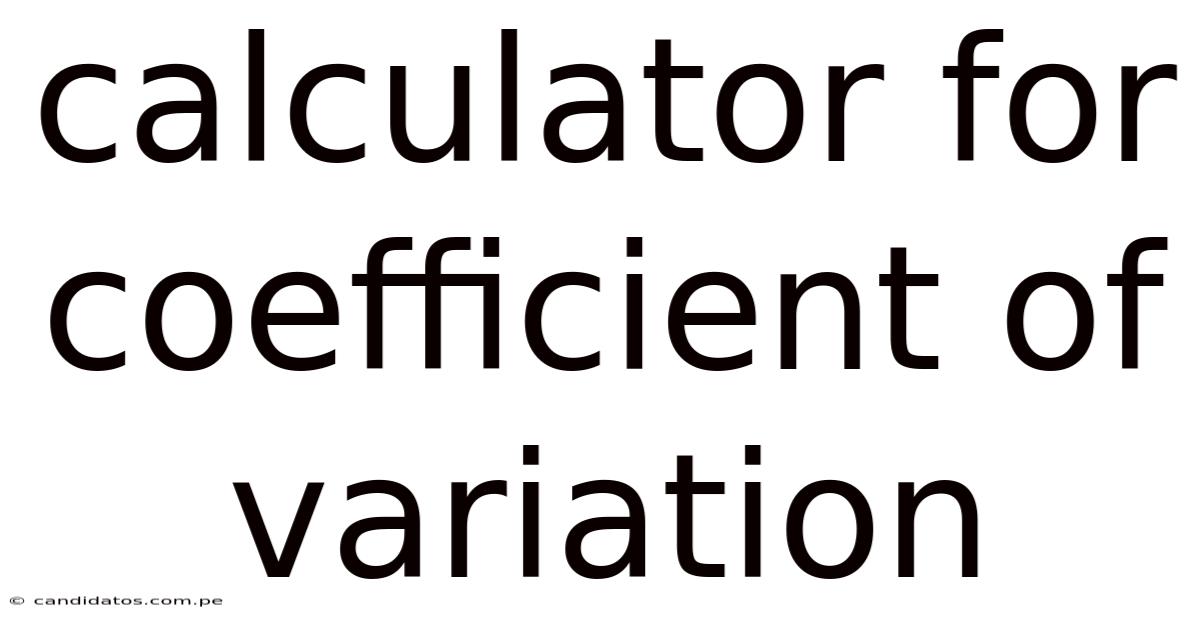 Calculator For Coefficient Of Variation