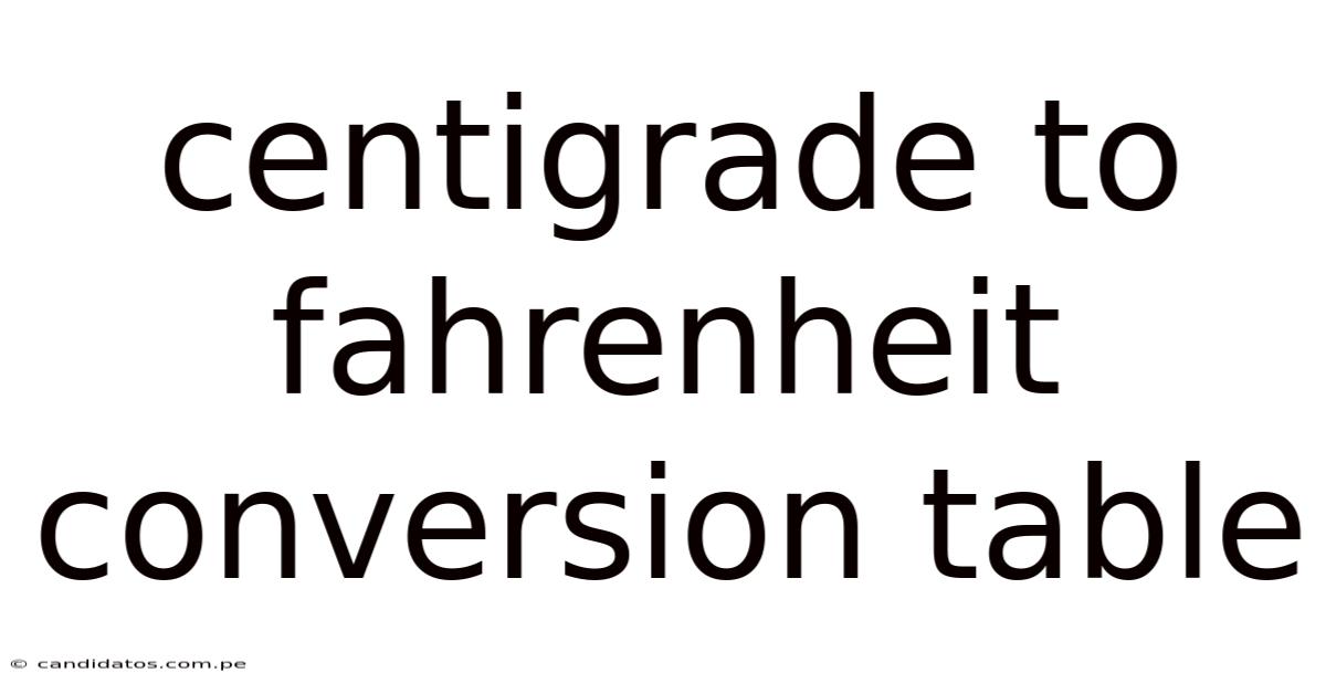 Centigrade To Fahrenheit Conversion Table