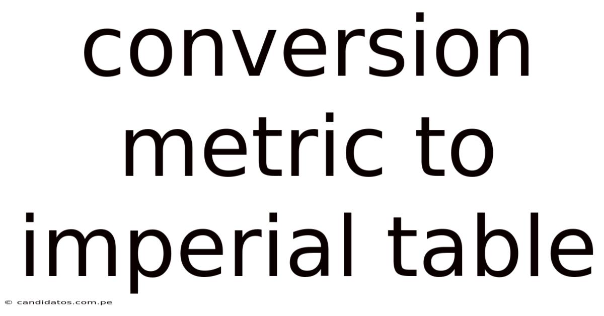 Conversion Metric To Imperial Table
