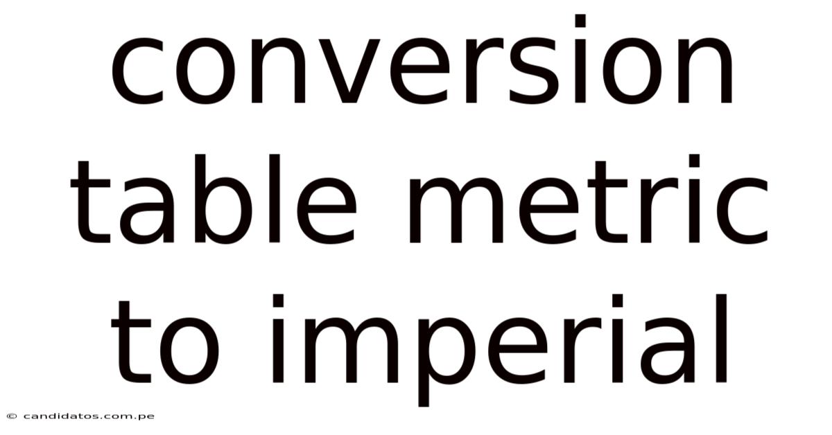 Conversion Table Metric To Imperial