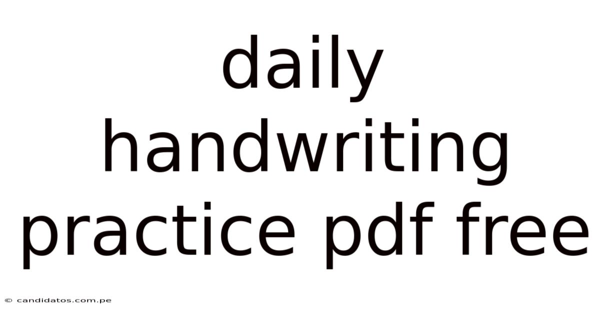 Daily Handwriting Practice Pdf Free