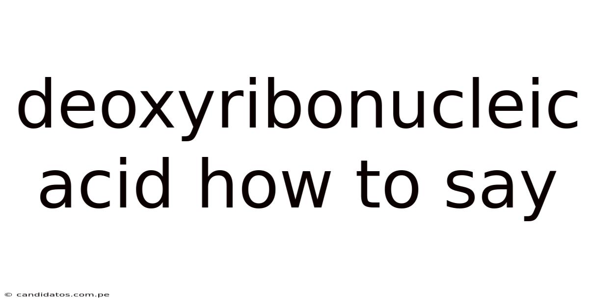 Deoxyribonucleic Acid How To Say