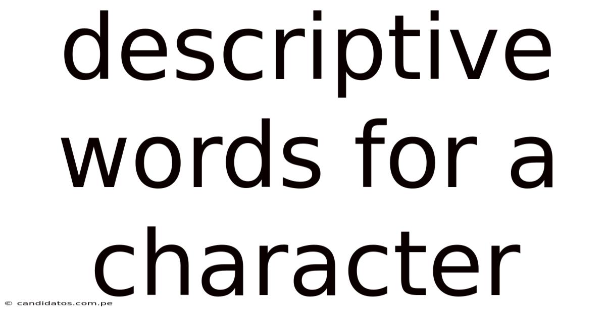 Descriptive Words For A Character