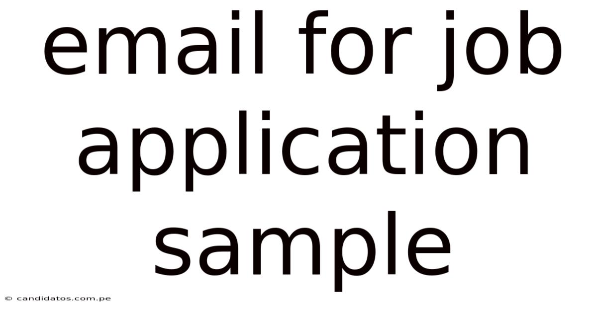 Email For Job Application Sample