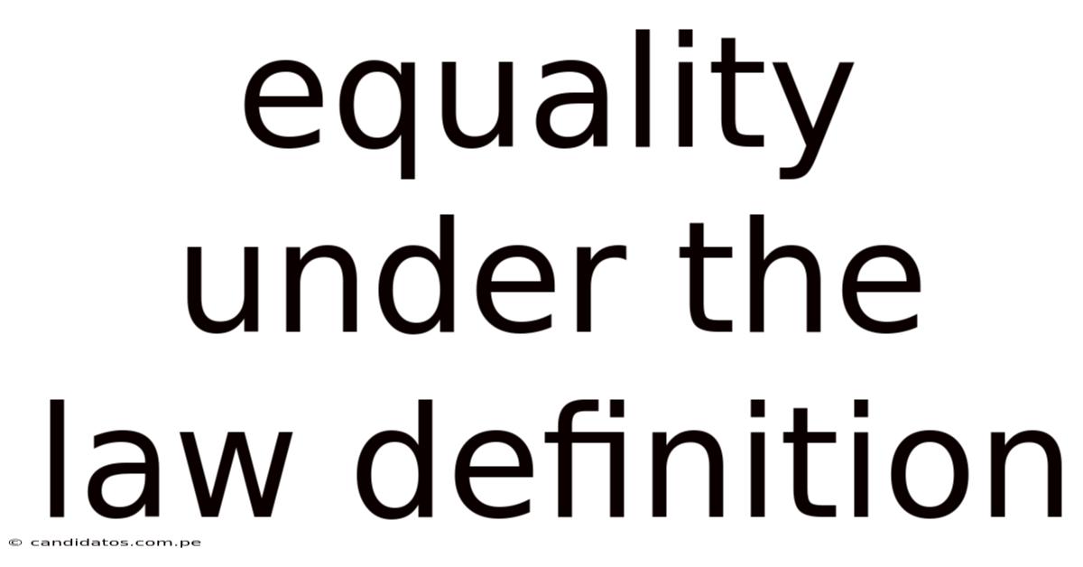 Equality Under The Law Definition