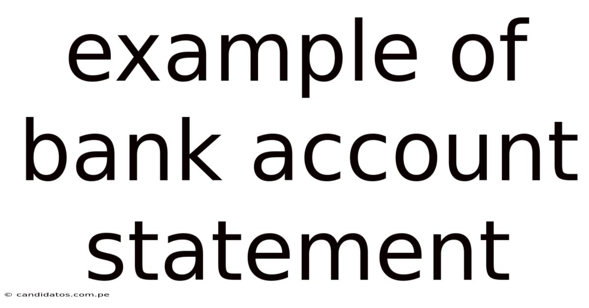 Example Of Bank Account Statement