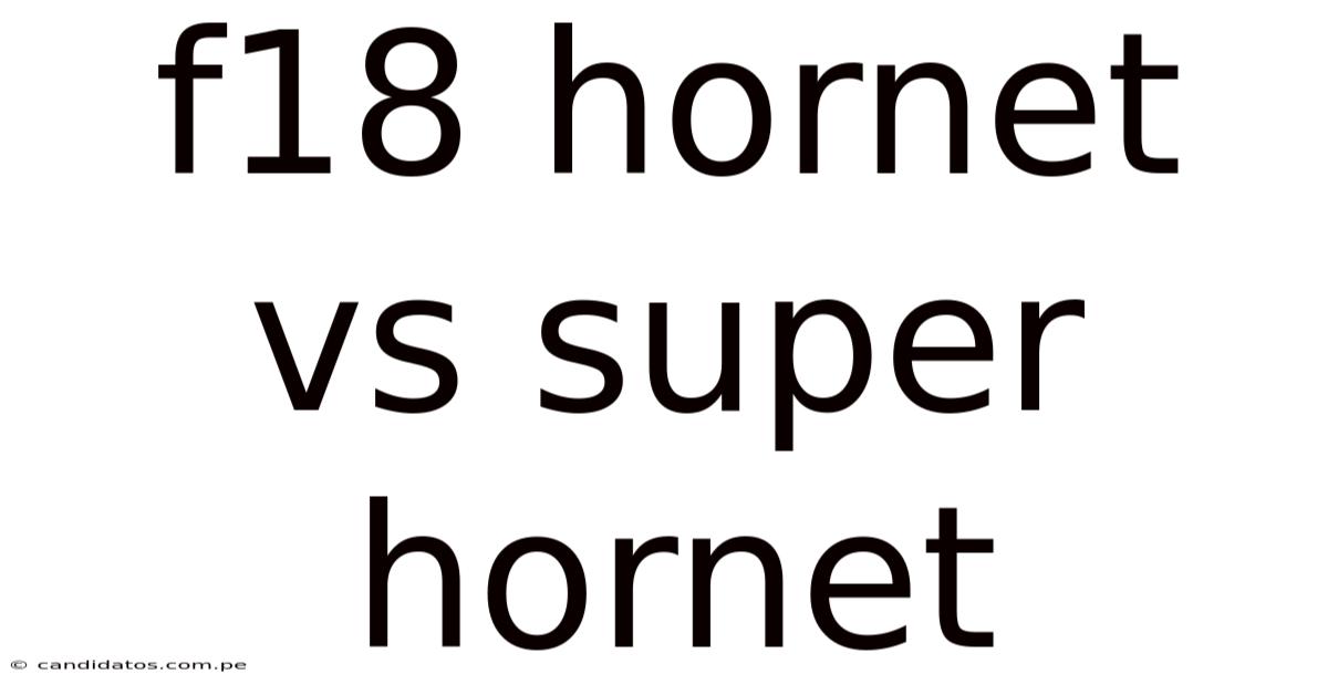 F18 Hornet Vs Super Hornet