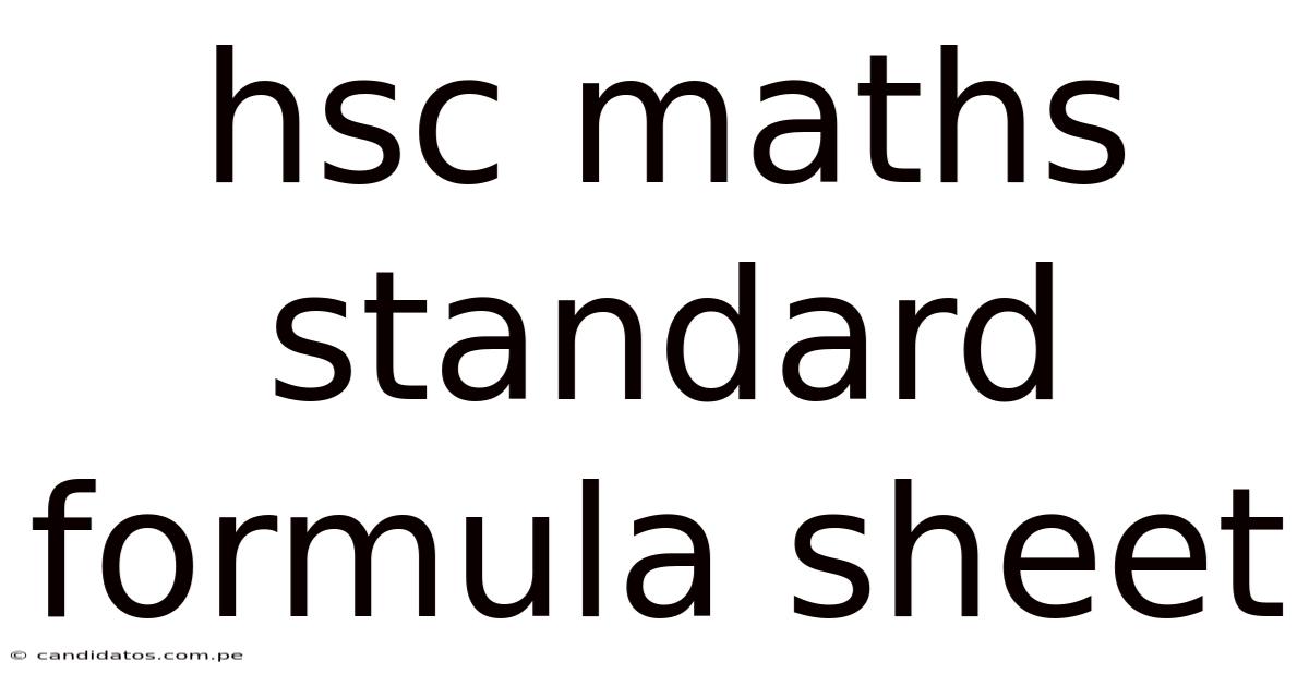 Hsc Maths Standard Formula Sheet