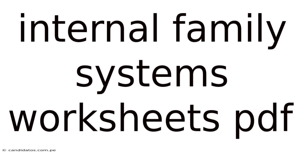 Internal Family Systems Worksheets Pdf