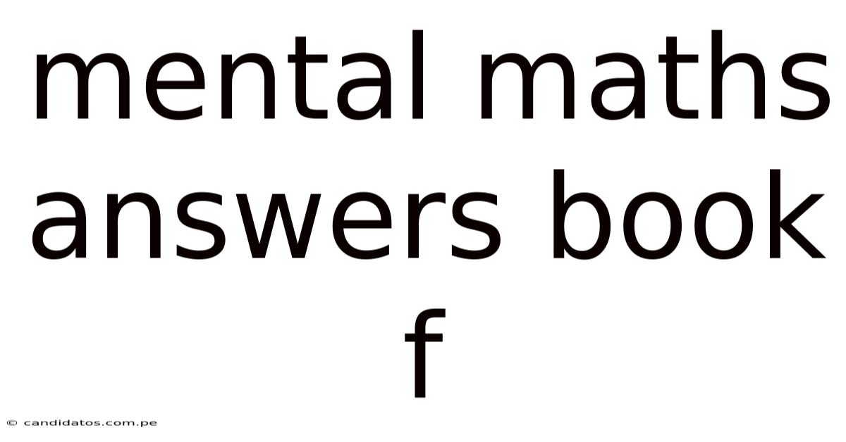 Mental Maths Answers Book F
