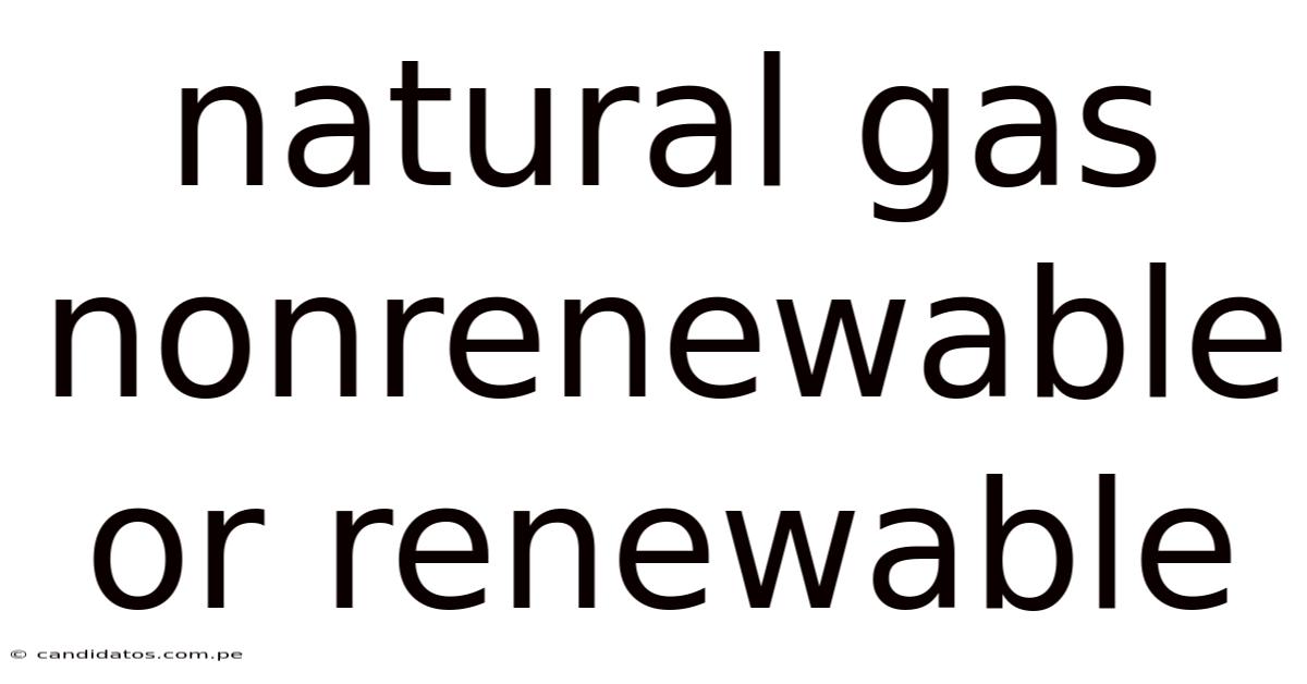 Natural Gas Nonrenewable Or Renewable