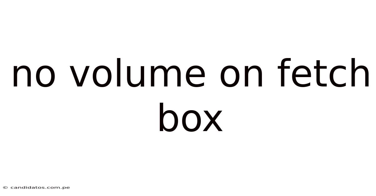 No Volume On Fetch Box