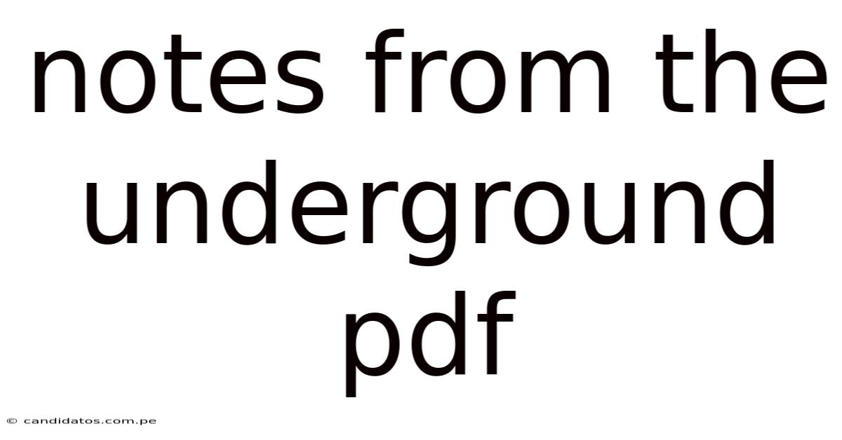 Notes From The Underground Pdf