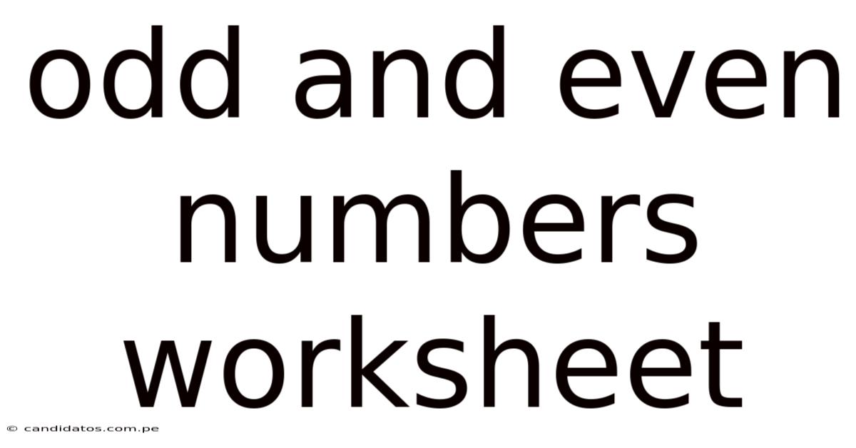 Odd And Even Numbers Worksheet