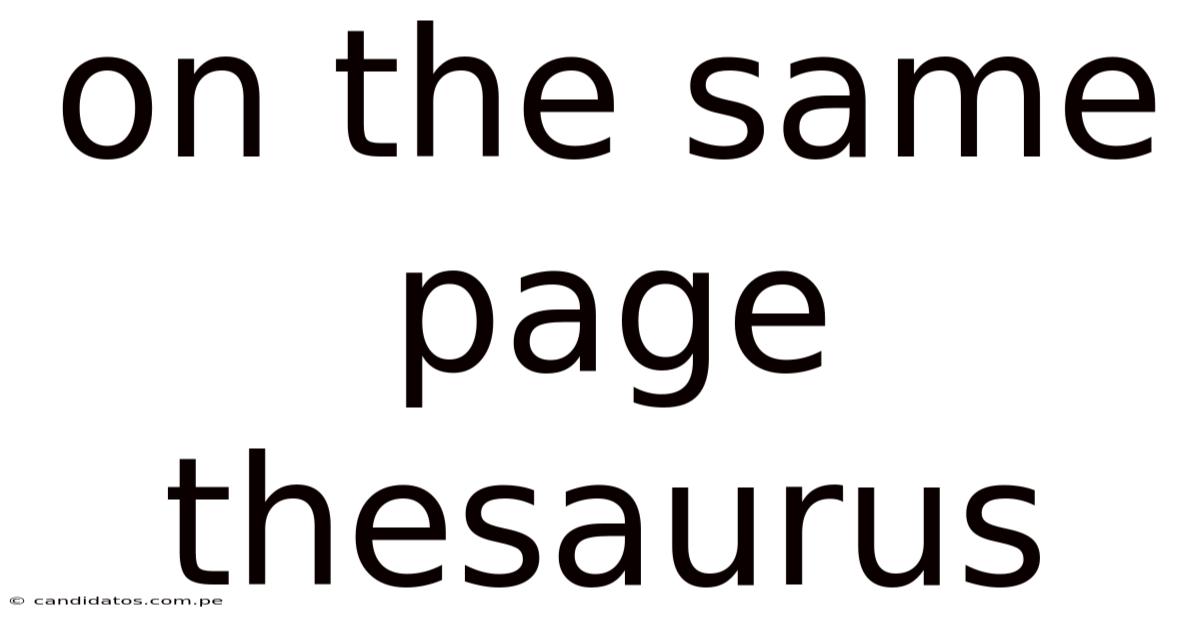 On The Same Page Thesaurus