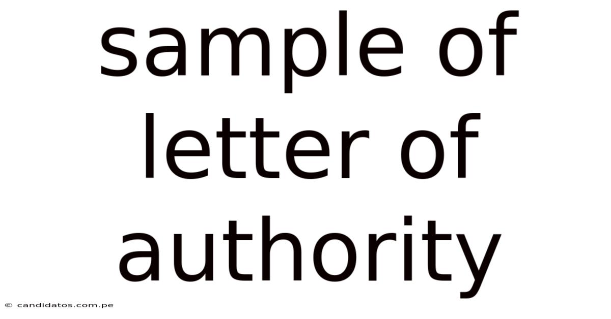 Sample Of Letter Of Authority