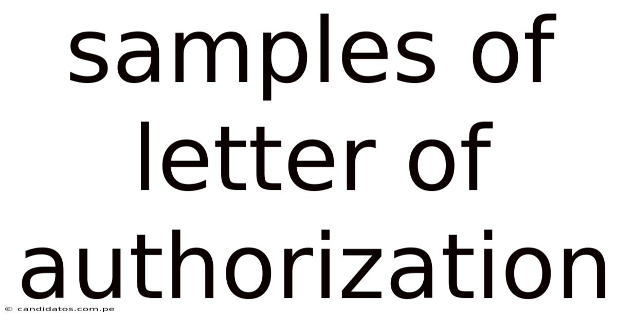 Samples Of Letter Of Authorization