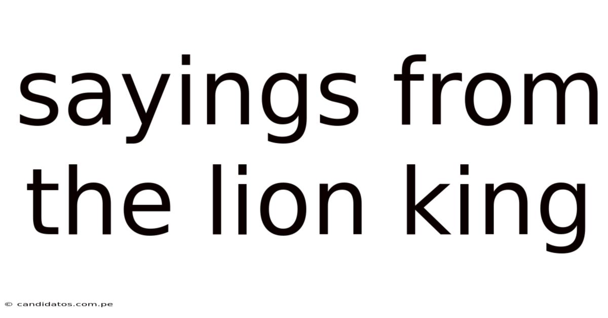 Sayings From The Lion King