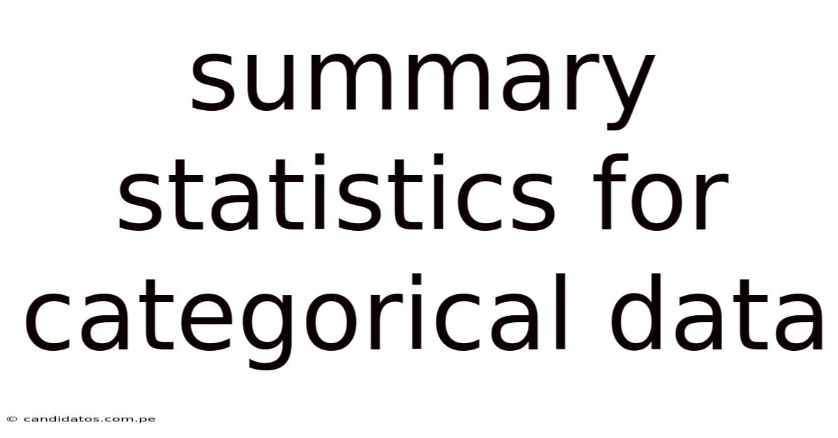 Summary Statistics For Categorical Data