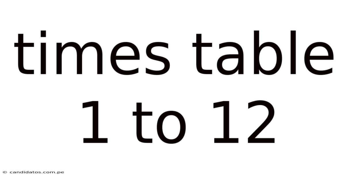 Times Table 1 To 12