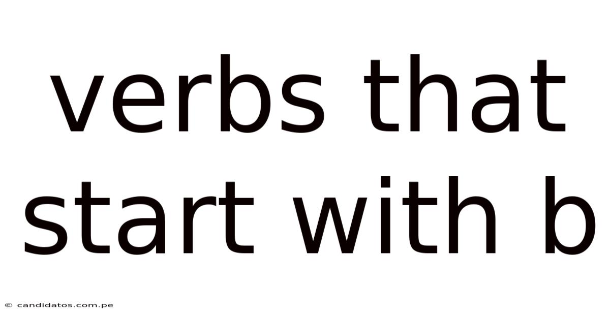 Verbs That Start With B