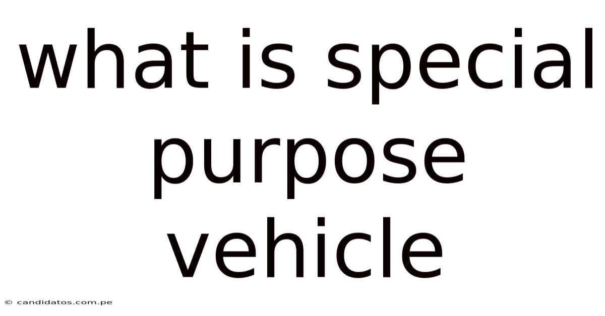 What Is Special Purpose Vehicle