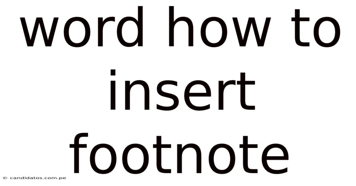 Word How To Insert Footnote