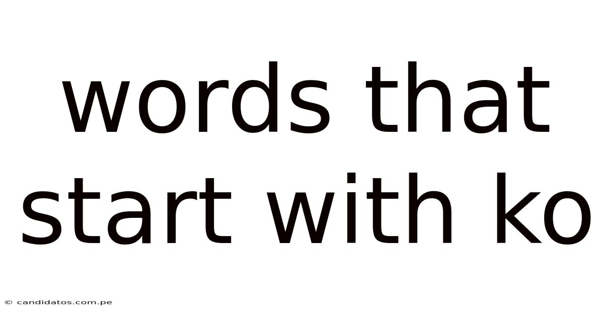 Words That Start With Ko