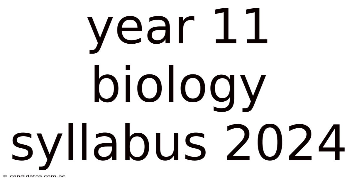 Year 11 Biology Syllabus 2024