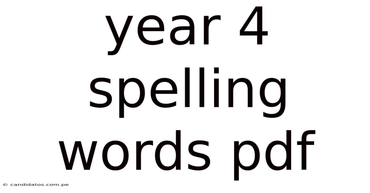 Year 4 Spelling Words Pdf